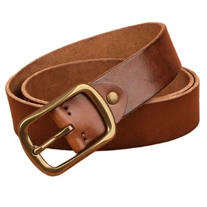 Ceinture d'affaires de luxe pour hommes longueur personnalisée en cuir de vachette noir avec boucle ardillon en laiton matériau PU en cuir véritable à la mode - Product Image 1