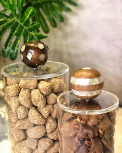 Boîte de rangement en acrylique luxueuse, boîte cadeau, couvercle en bois artisanal, décoration de mariage arabe, décoration de la maison, affichage, capacité de 150 ml, ronde - Product Image 3