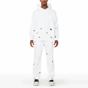 Ensemble de pantalons de survêtement et sweat à capuche en coton 100% sur mesure Survêtement évasé pour hommes à manches longues de qualité supérieure - Product Image 1