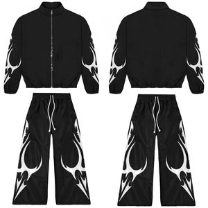 Conjunto de cortavientos para hombre de alta calidad de talla grande, chándal deportivo reflectante para correr, chaquetas y pantalones con capucha personalizados, trajes - Product Image 4