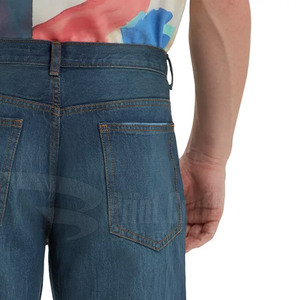 กางเกงยีนส์ขาตรงน้ำหนักเบาสำหรับผู้ชายสีทึบใส่สบาย - Product Image 5