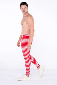 Concevez votre propre 100% Polyester tissu extensible hommes rouge et blanc rayé Legging course Compression Gym Yoga pantalon - Product Image 4