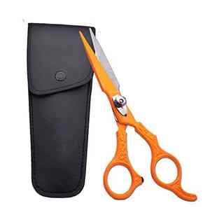 Ciseaux de coupe de cheveux de salon robustes avec outil de coupe de cheveux de beauté à lame droite en acier inoxydable avec pochette en cuir - Product Image 1