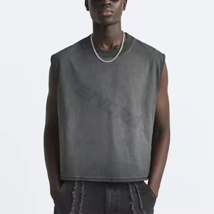 Haute qualité lourd lavage Cropp gilet personnalisé recadrée Boxy Fit sans manches débardeur t-shirts - Product Image 3