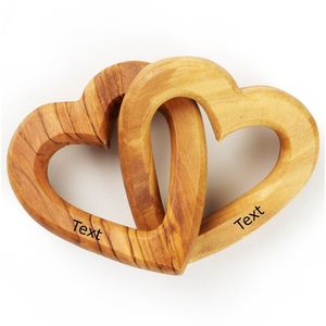 Regalo de Corazones Entrelazados de Madera Personalizado para el Día de San Valentín, Aniversario de Bodas, Diseño Moderno Hecho a Mano, 15 cm - Product Image 1