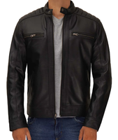 ESPRIT – Blouson Homme Slim Fit Respirant Imperméable Coupe-Vent Style Urbain avec Fermeture Éclair YKK et Col Montant Teint Uni en Cuir Véritable