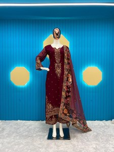 เรานําเสนอชุดทํางานและกางเกงปักลาย GEORGETTE สไตล์ปากีสถานแฟนซีพร้อมชุดปาร์ตี้ DUPATTA - Product Image 6