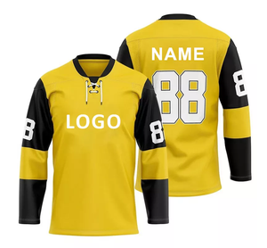 Maillot de Hockey sur glace en maille de Polyester imprimé par Sublimation pour hommes, nom et numéro de joueur personnalisés, maillot de Hockey sur glace pour hommes - Product Image 1