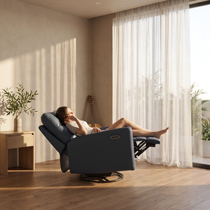 <span class=keywords><strong>Fauteuil</strong></span> inclinable moderne en cuir italien avec demi-cuir Mastrotto, 360 °   <span class=keywords><strong>Fauteuil</strong></span> pivotant inclinable électriquement avec chargement USB Type-C - Product Image 5