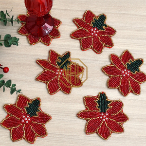 Dessous de verre perlé Design floral Tapis de boisson décoratifs faits à la main Cuisine Table à manger Thé Café Porte-gobelet Fournisseur en gros en vrac - Product Image 2
