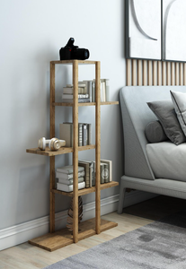 Étagère de salle de bain en bois à 5 niveaux, unité de rangement verticale, étagère décorative multifonctionnelle en bois - Product Image 3