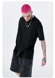 <b>High</b> Quality Cotton Crewneck Boxy Fit Unisex Sport <b>Tshirt</b> Streetwear Heavyweight Drop Shoulder T-Shirt for men - Product Image 5