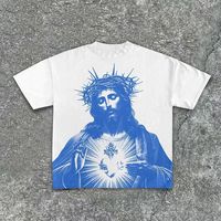 Usine personnalisée en gros hommes T-Shirt imprimé numérique Vintage Jésus impression cou 100% coton 180 grammes tissu poids Style formel