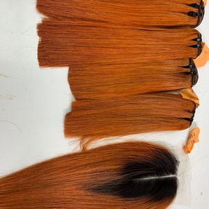 Super sedoso 8 ''-40'' quemado naranja virgen Remy extensiones de cabello humano Peluca de fábrica vietnamita - Product Image 6