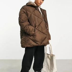 Veste matelassée unisexe en toile de designer, coupe-vent, à logo personnalisé, design surdimensionné, pour l'hiver - Product Image 3