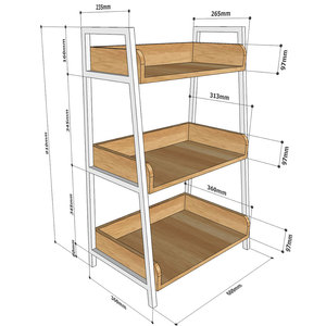 CASAN ชั้นวางของไม้ 3 ชั้นพร้อมโครงเหล็ก 60x36x91(ซม.) KS68091 แบบตั้งพื้นสำหรับห้องนั่งเล่น - Product Image 4