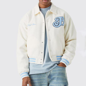 OEM Manufacturer High Quality Men's Letterman Varsity Jacket Custom Embroidery Leather Sleeves Jacket For Men - Product Image 4