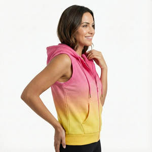 Chaleco con Capucha sin Mangas para Mujer, Elegante, con Cremallera, de Algodón Premium, Informal, Precio al por Mayor, Directo de Fábrica - Product Image 3