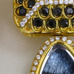 Best Quality Customized Sized <b>Gold</b> <b>Plated</b> <b>Hoop</b> <b>Earrings</b> for Women Black & Kundan Stones with Cz Inset for Party & Gift - Product Image 3