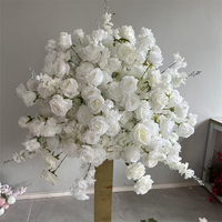 Boule de fleurs artificielles en soie 3D 80cm 60cm 50cm, blanc crème ivoire, romantique, en carton Simpson, pour centres de table de mariage et décoration