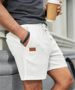 2025 pantalones cortos informales de Color sólido para hombre, pantalones cortos rectos cómodos transpirables de playa de lino, pantalones hawaianos de vacaciones para hombre - Product Image 5