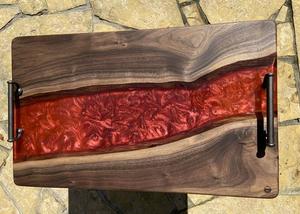 Elegante Bandeja de Madera con Resina Epoxi, Acabado Artístico Moderno, Tabla Decorativa con Estilo, Personalizable para Té, Café, Aperitivos y Comida - Product Image 4