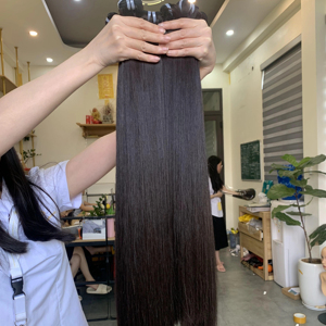 100% ต่อผมของมนุษย์ผมแท้มัดผมตรงนุ่มสลวย - Product Image 1