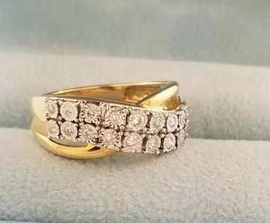 แหวนเพชรบิดสีเหลืองทอง14K สำหรับเป็นของขวัญสำหรับผู้หญิงแหวนเพชรแบบกลมสำหรับงานหมั้นหรือแต่งงาน - Product Image 2