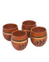 Set 4 Buah Kulhad Tradisional Mewah Buatan Tangan dari Tanah Liat Terakota Berlapis Glasir Ramah Lingkungan Bersertifikat CE Dapat Disesuaikan Global