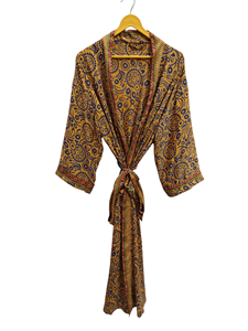 ชุดเดรสสำหรับเจ้าสาวเสื้อคลุมส่าหรีสไตล์อินเดียเสื้อคลุมสำหรับเป็นของขวัญชุดปาร์ตี้ชายหาดชุดกิโมโนผ้าไหมส่าหรีพิมพ์ลายอินเดีย - Product Image 2