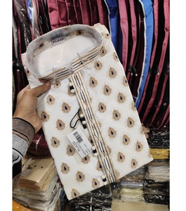 Traditional White Soft Silk <b>Kurta</b> For <b>Men's</b> Designed Ceremonies For Festival Wear's Indian Supplier - Product Image 1
