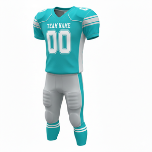 ชุดยูนิฟอร์มอเมริกันฟุตบอลแบบปรับแต่งได้ เสื้อและกางเกงขาสั้น ผลิตจากโพลีเอสเตอร์ 100% ระบายอากาศได้ดี มีไซส์พลัส พร้อมตำแหน่งโลโก้ด้านหน้า - Product Image 4