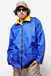 เสื้อกันลมวินเทจน้ำหนักเบาสำหรับบุรุษเสื้อกันลมมีฮู้ดสไตล์ย้อนยุคสีฟ้าเสื้อโค้ทกันฝนแบบ Y2K - Product Image 3