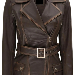 Chaqueta de Cuero para Mujer, Talla Adulto, a la Moda, Cálida para Invierno, Tejida, con Cierre, Informal, Resistente al Viento, Ecológica, Servicio OEM - Product Image 4