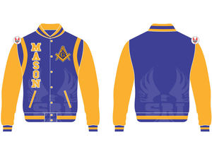 Chaqueta Masónica de Maestro Masón, Chaqueta Universitaria Personalizada |   Chaqueta Universitaria Masónica de Lana con Mangas de Cuero - Product Image 5