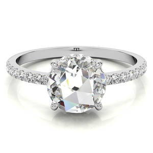 Anillo de compromiso de diamantes cultivados en laboratorio de corte rosa de oro macizo de 14 quilates de tendencia de alta venta para regalo de aniversario de boda y fiesta - Product Image 1