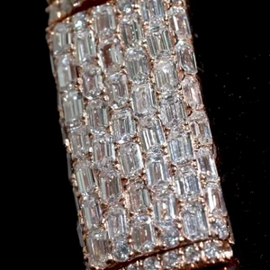 Baguette Cut Moissanite Plaqué Rhodium Cubain Lien Chaîne Cadeau De Mariage pour Homme 14mm Glacé Hip Hop Style 925 Sterling Silver - Product Image 4