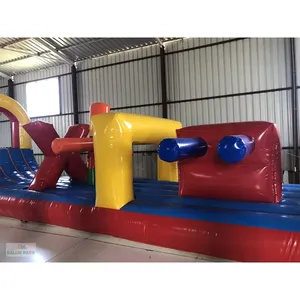 Parcours d'obstacles gonflable commercial 12x3m avec piscine, jeu aquatique extérieur pour enfants, équipement de terrain de jeu flottant - Product Image 1