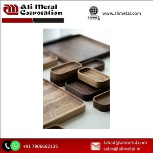 Bandeja de madera decorativa con diseño de Arte Moderno de color oscuro, buena venta para bodas, incluye cuencos, tazas, plato - Product Image 3