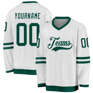 Quick Dry Men's Ice Hockey Jersey White Green Sublimated Mesh 100% Polyester Custom Team Uniform Private <b>Label</b> Factory Direct - Product Image 1