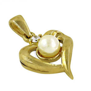 Pendentif Cœur en Perle Plaqué Or Élégant pour Femme – Bijoux de Luxe – Catégorie : Pendentifs et Breloques en Perle - Product Image 1