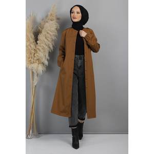 Gabardina Casual Vintage para Mujer, con Botones y Cinturón, Impermeable, Tejido de Punto, Relleno de Algodón, Decoración Estampada, Suave, para Otoño e Invierno - Product Image 1