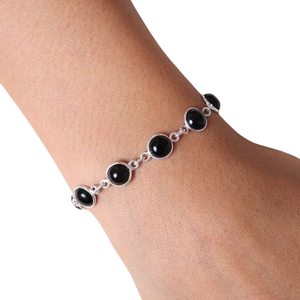 Pulsera clásica de estilo bohemio, joyería para mujer, joyería de plata de ley 925, pulsera hecha a mano de piedras preciosas de ónix negro, regalo - Product Image 1