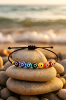 7 Chakras d'énergie faits à la main réglable Boho Bracelet perlé fin coloré mauvais œil pour la Protection et le Style grand cadeau pour fille