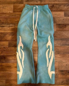 Tendance personnalisé sérigraphie Cargo unisexe pantalon de travail coton polaire évasé pantalons de survêtement survêtement strass hommes pantalons pantalons - Product Image 5