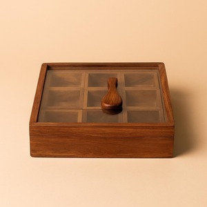 Boîte de rangement en bois lisse pour les épices indiennes, accès rapide aux épices quotidiennes, support à épices en bois simple et économique - Product Image 3