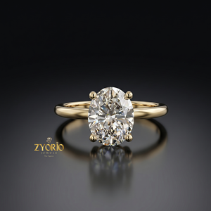 Anillo de Compromiso con Diamante de Corte Ovalado en Oro de 14K, Anillo de Novia Solitario Atemporal - Product Image 2
