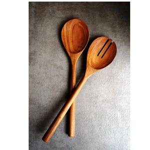 Juego de utensilios para ensalada de acacia hechos a mano, ecológicos, aptos para lavavajillas, utensilios para ensalada para el hogar y la cocina, hechos en India - Product Image 1