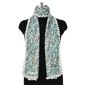 Écharpe Sarong Coton Main Bloc Imprimé Indien Bleu Ciel Pour Écharpe Femmes Cadeau Pour Elle - Product Image 3