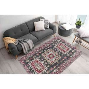 Geometric Pattern Printed <b>Rug</b>, Colorful, Ethnic, Vintage, Turkish, Luxury, Classic, Anti-Slip,Nonwoven <b>Thin</b> <b>Rug</b> - Product Image 1